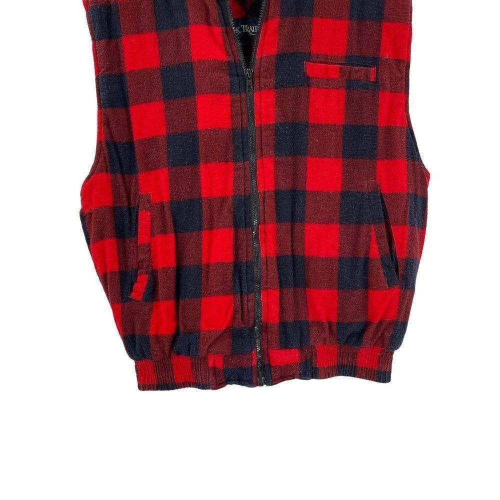 Vintage Ozark Trail Flannel Buffalo Check Plaid Zip Up Vest - Picture 4 of 6